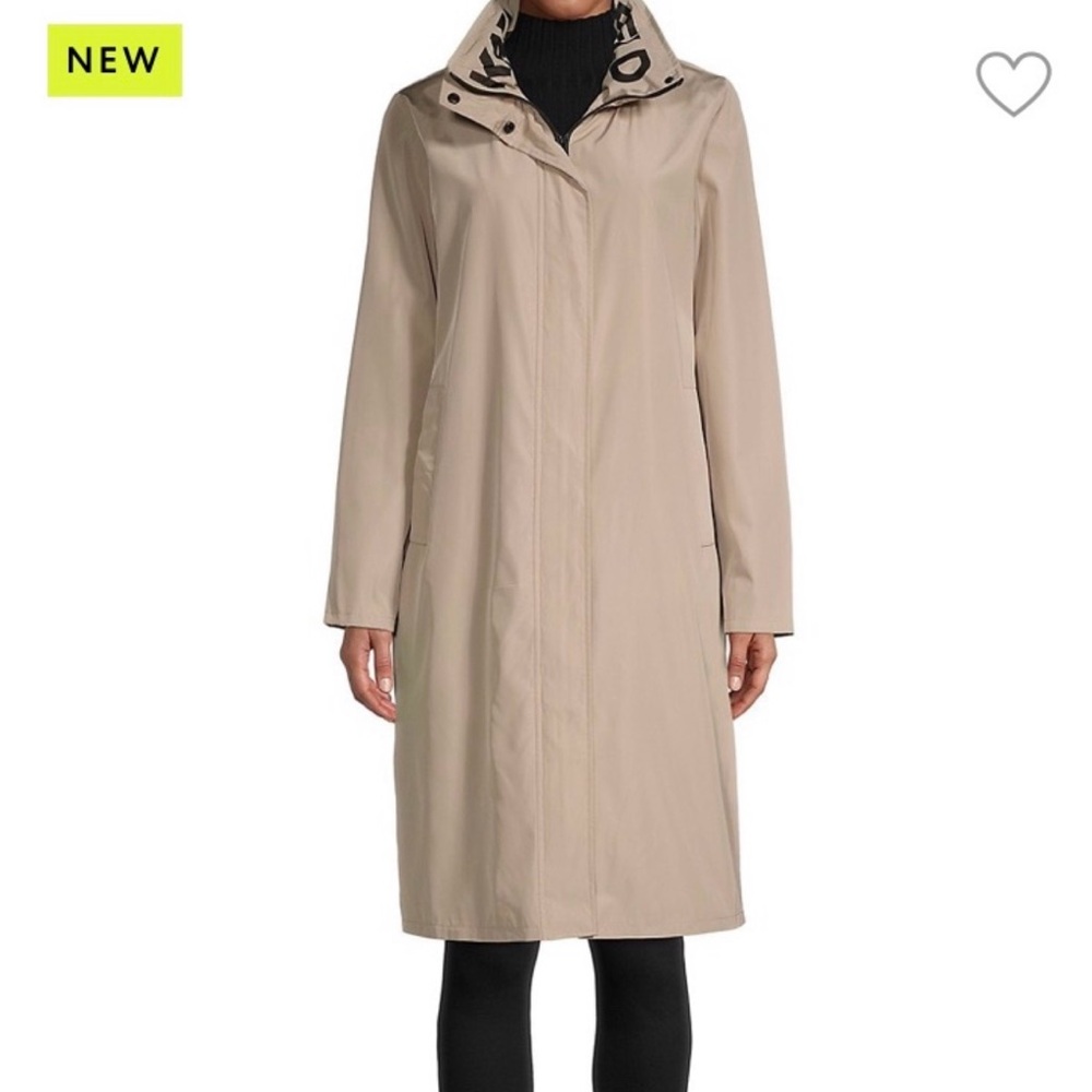 Karl Lagerfeld Tan Hooded Trench Coat